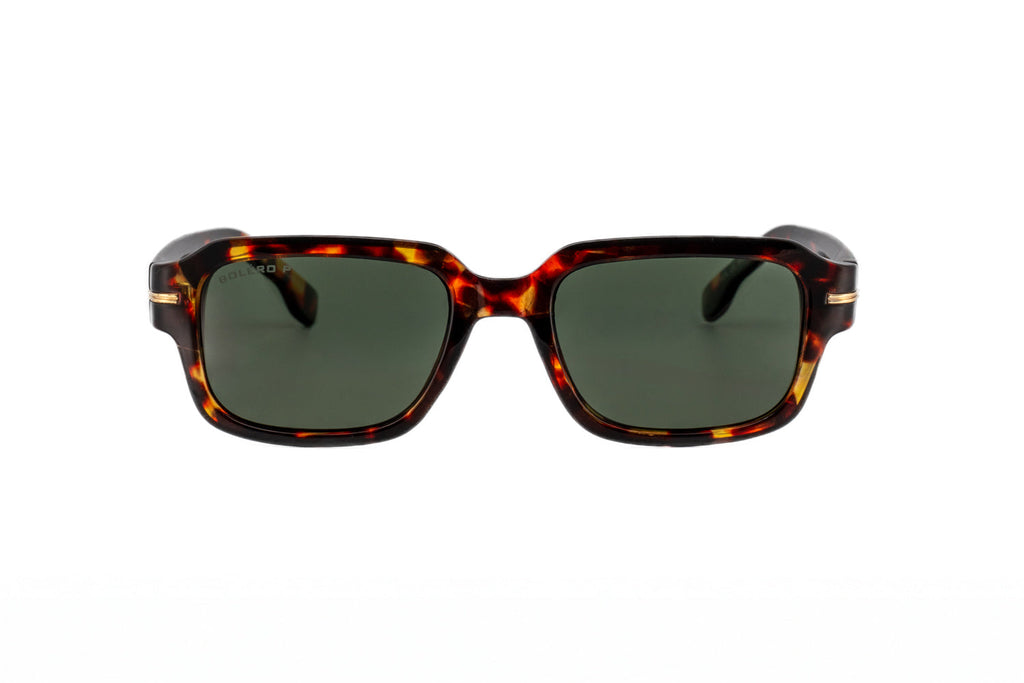 Boléro Rhea — Retro Rectangle Polarized Sunglasses, Tortoiseshell