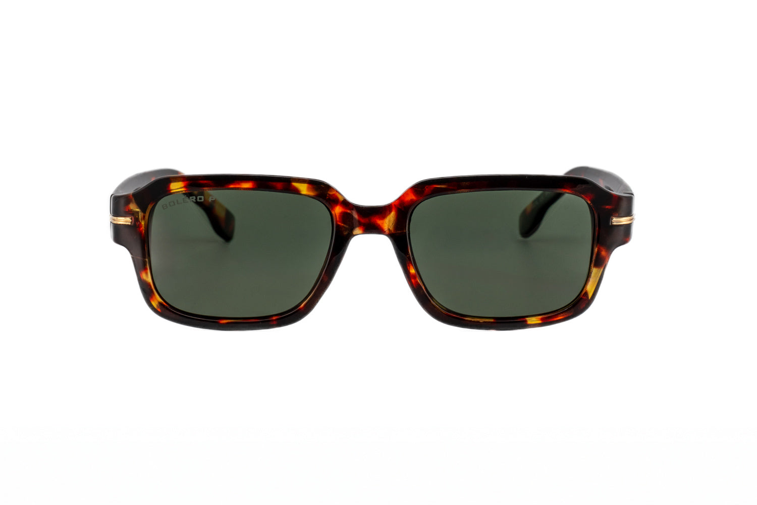 Boléro Rhea — Retro Rectangle Polarized Sunglasses, Tortoiseshell
