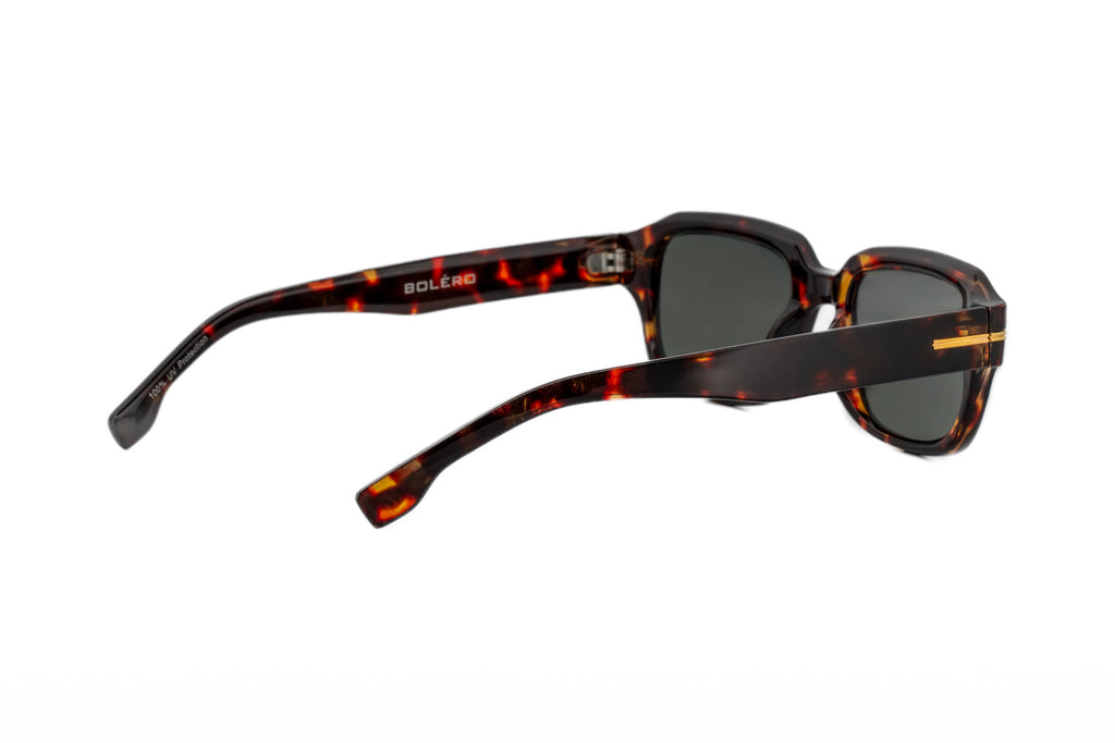 Boléro Rhea — Retro Rectangle Polarized Sunglasses, Tortoiseshell