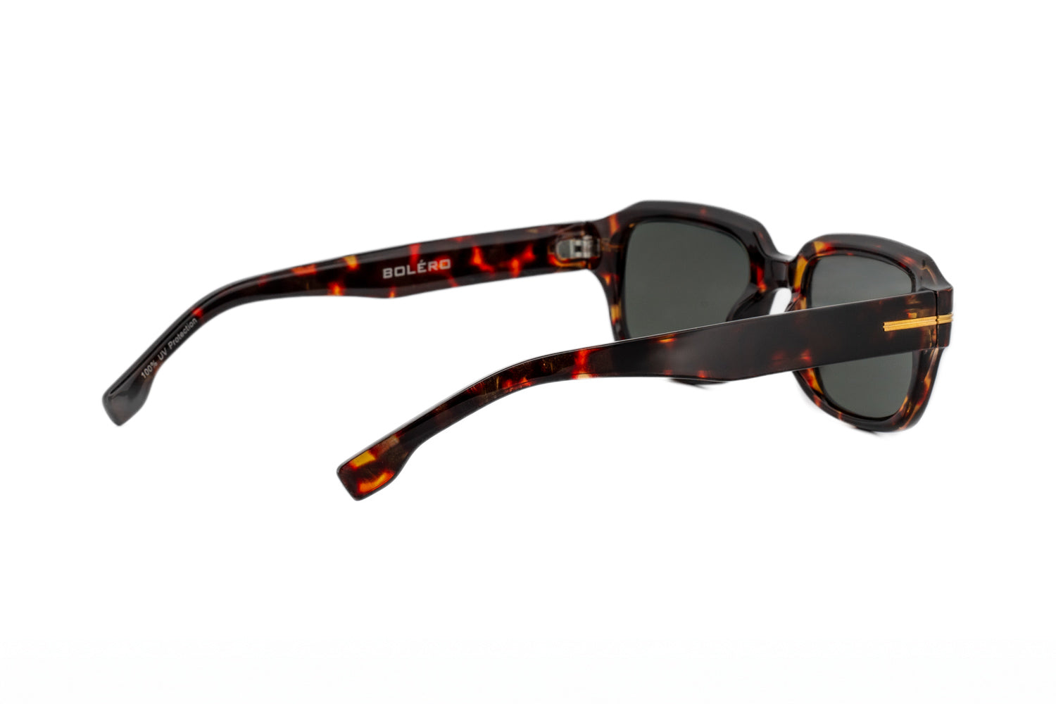 Boléro Rhea — Retro Rectangle Polarized Sunglasses, Tortoiseshell