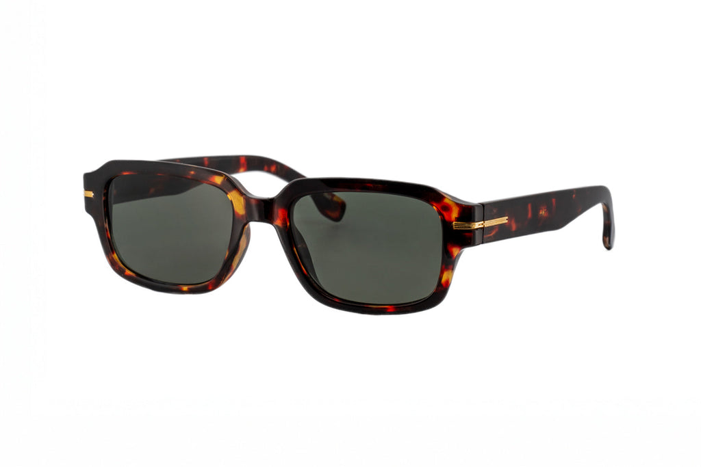 Boléro Rhea — Retro Rectangle Polarized Sunglasses, Tortoiseshell