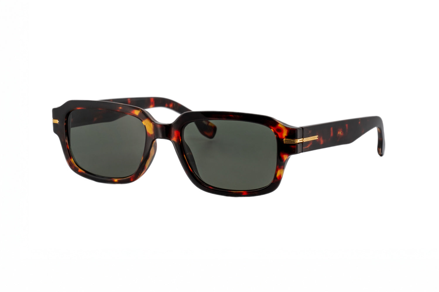 Boléro Rhea — Retro Rectangle Polarized Sunglasses, Tortoiseshell