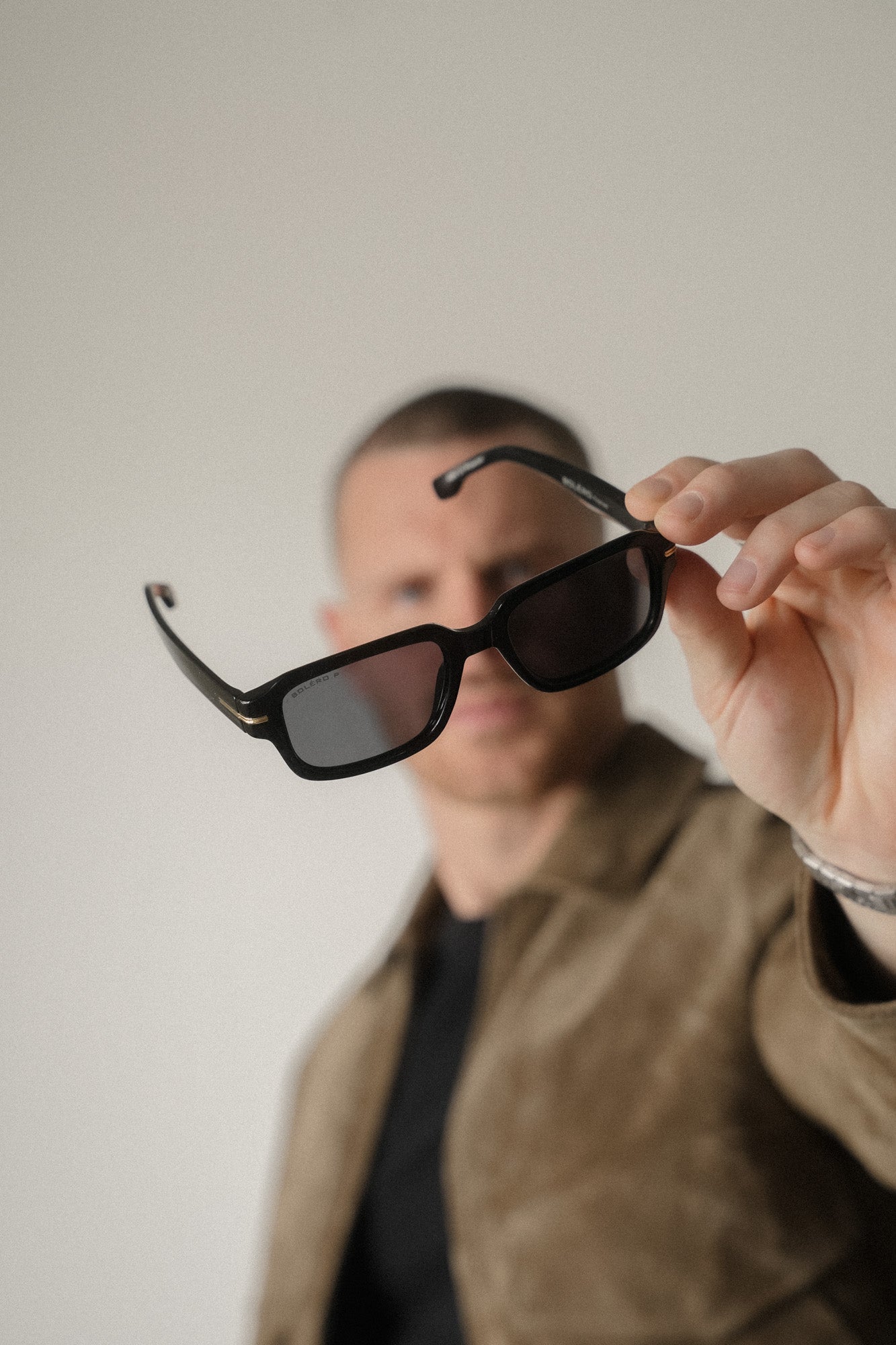 Boléro Rhea — Retro Rectangle Polarized Sunglasses, Tortoiseshell