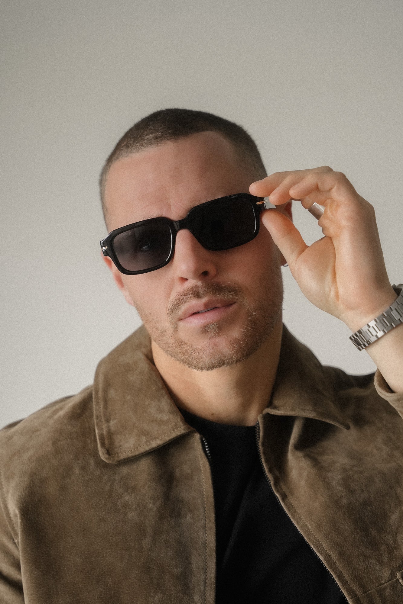 Boléro Rhea — Retro Rectangle Polarized Sunglasses, Tortoiseshell