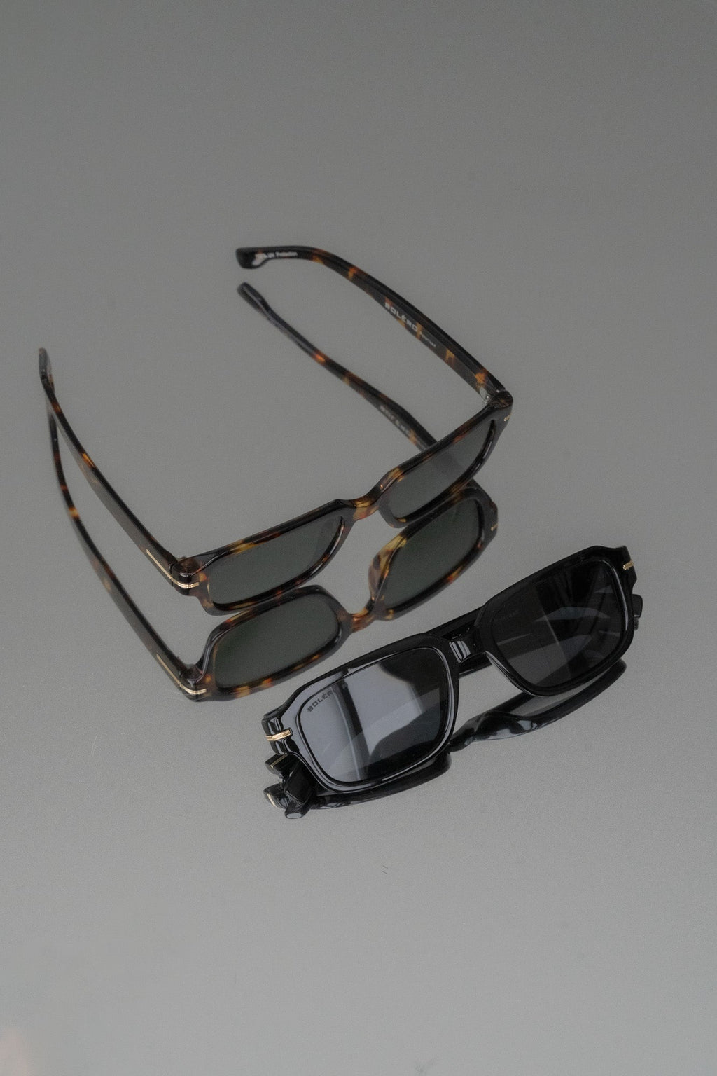 Boléro Rhea — Retro Rectangle Polarized Sunglasses, Tortoiseshell